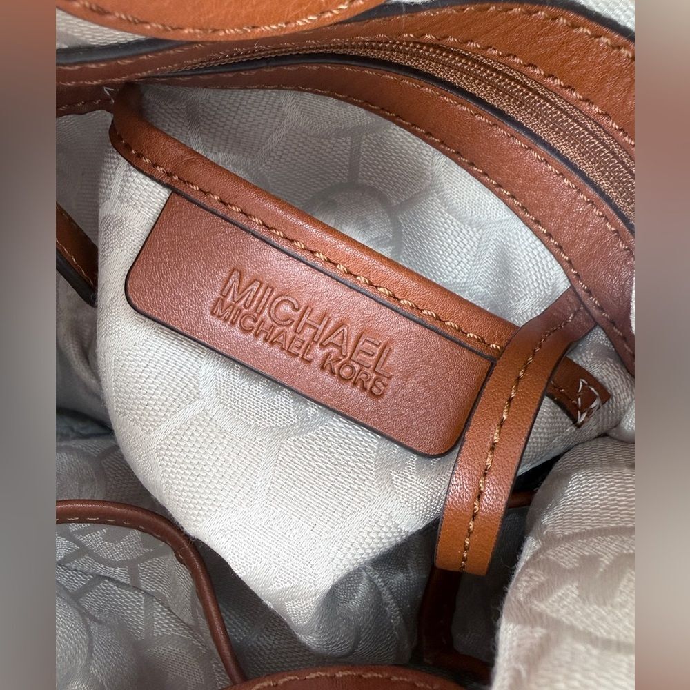 Michael Kors Marina Canvas Gathered Drawstring Bucket Tote - Picture 12 of 14